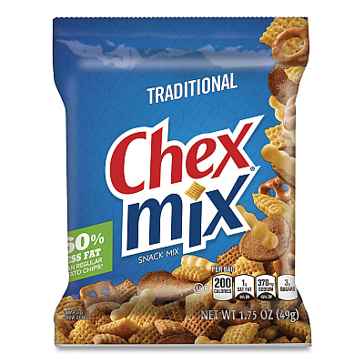 Chex Mix Traditional Snack Mix, 1.75 oz Snack Pack, 60 Packs/Carton (GNM1240)