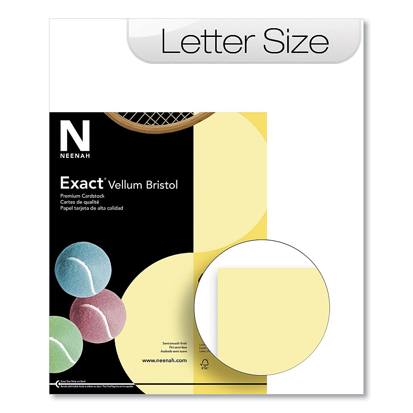 Neenah Exact Vellum Bristol Cover Stock, 67 lb Bristol Weight, 8.5 x 11, Yellow, 100/Pack (GPC8133882338)