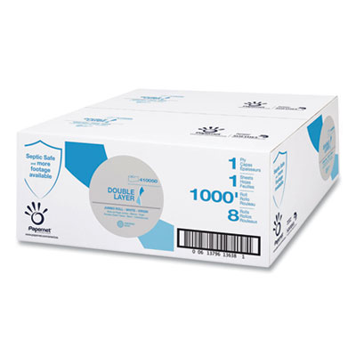 Papernet Heavenly Soft Double Layer Jumbo Toilet Tissue, Septic Safe, 1-Ply, White, 1,000 ft, 8 Rolls/Carton (HVC41005013638)