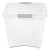 IRIS Stack and Pull Latching Flat Lid Storage Box, 13.5 gal, 22" x 16.5" x 13.03", Clear (IRS100243)
