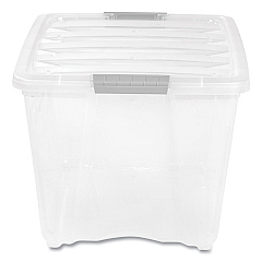 IRIS Stack and Pull Latching Flat Lid Storage Box, 13.5 gal, 22" x 16.5" x 13.03", Clear (IRS100243)