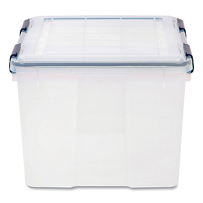 Iris WEATHERTIGHT Latching Flat Lid Storage Box, 11.5 gal, 15.7" x 19.7" x 11.7", Clear (IRS110455)