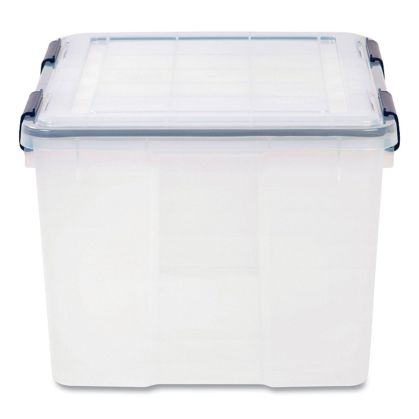 Iris WEATHERTIGHT Latching Flat Lid Storage Box, 11.5 gal, 15.7" x 19.7" x 11.7", Clear (IRS110455)