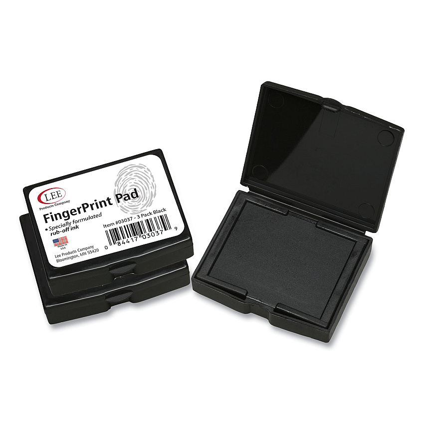 LEE Inkless Fingerprint Pad, 2.25" x 1.75", Black, 3/Pack (LEE03037)