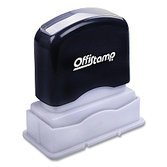 Offistamp Pre-Inked Message Stamp with Blank Date Box, FAXED, 1.63" x 0.38", Red Ink (MKG034503)