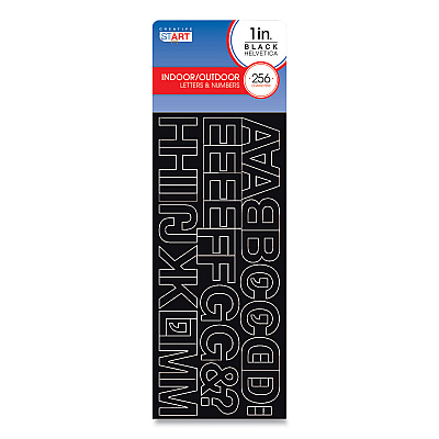 Creative Start Letters, Numbers and Symbols, Adhesive, Black with White Outline, 1"h ,256 Characters (MKG098135)