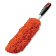 OXO Good Grips Microfiber Duster, 4" x 12" Orange Duster Head, 6" Black Handle (1335180)