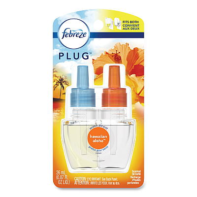 Febreze PLUG Air Freshener Refills, Hawaiian Aloha, 0.87 oz Refill, 2/Pack (PGC74918)