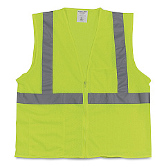 PIP ANSI Class 2 Two-Pocket Zipper Mesh Safety Vest, X-Large, Hi-Viz Lime Yellow (PID3020702ZLYXL)