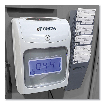 uPunch UB2000 Electronic Calculating Time Clock Bundle, LCD Display, Gray