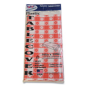 Tablemate Table Set Rectangular Table Covers, Heavyweight Plastic, 54" x 108", Plaid Red/White, 6/Pack (TBL549RDG)
