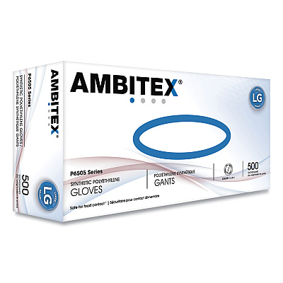 AMBITEX P6505 Series Polyethylene Gloves, 1.25 mil, Large, Clear, 500/Box (TXIPLG6505)