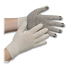 AMBITEX Pro PVC-Dotted String-Knit Gloves, Medium, White/Black, Dozen (TXICTPS400MN1SD)