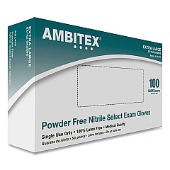 AMBITEX N400 Series Powder-Free Nitrile Gloves, X-Large, Blue, 100/Box (TXINXL400)