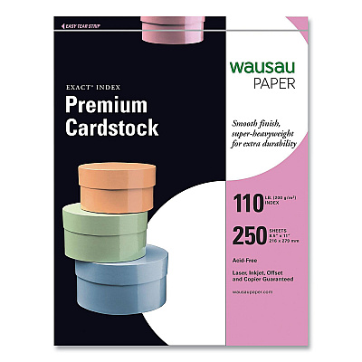 Neenah Exact Index Card Stock, 94 Bright, 110 lb Index Weight, 8.5 x 11, White, 250/Pack (WAU4050848508)