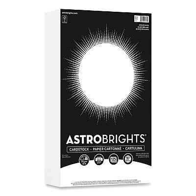 Astrobrights Color Cardstock, 65 lb Cover Weight, 8.5 x 14, Bright White, 125/Pack (WAU91670)