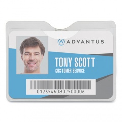 Advantus Security ID Badge Holders with Clip, Horizontal, Clear 3.5" x 3" Holder, 3.5" x 3" Insert, 50/Box (75412)