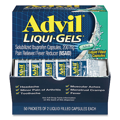 Advil Liqui-Gels, Two-Pack, 50 Packs/Box (PFYBXAVLQG50BX)