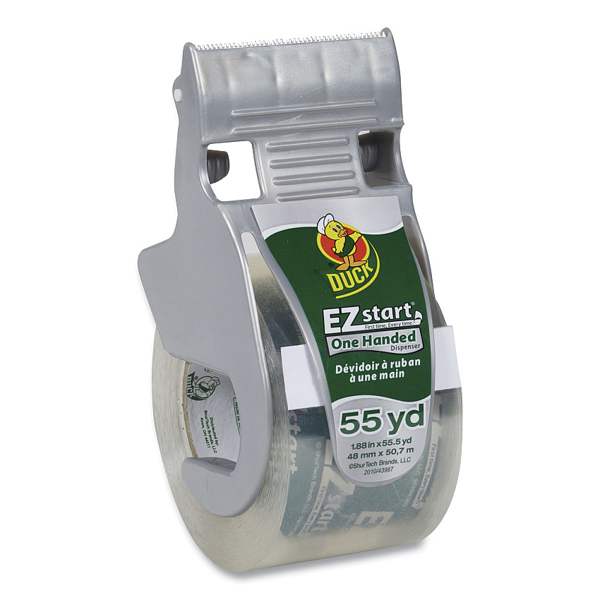 Duck EZ Start Premium Packaging Tape with Dispenser, 1.5" Core, 1.88" x 55.5 yds, Clear (DUC1259457)