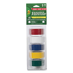 Duck Electrical Tape, 1" Core, 0.75" x 12 ft, Assorted Colors, 5/Pack (DUC280303)