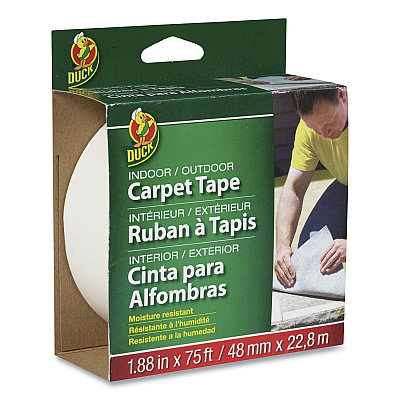 Duck Carpet Tape, 3" Core, 1.88" x 75 ft, White (DUC442062)