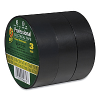 Duck Pro Electrical Tape, 1" Core, 0.75" x 50 ft, Black, 3/Pack (DUC299004)