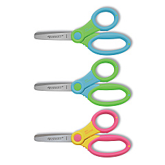 Westcott Ultra Soft Handle Scissors with Antimicrobial Protection, Round Tip, 5" Long, 2" Cut Length, Randomly Assorted Handle Color (ACM14596)