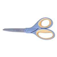 Westcott Titanium Bonded Scissors, Left Handed, 8" Long, 3.5" Cut Length, Straight Gray/Yellow Handle (ACM15917)