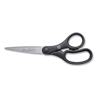 Westcott KleenEarth Basic Plastic Handle Scissors, 7" Long, 2.8" Cut Length, Straight Black Handle (ACM15582)