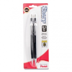 Pentel Sharp Mechanical Pencil, 0.5 mm, HB (#2.5), Black Lead, Black Barrel, 2/Pack (P205BP2K6)