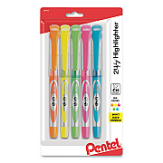 Pentel 24/7 Highlighters, Assorted Ink Colors, Chisel Tip, Assorted Barrel Colors, 5/Set (PENSL12BP5M)