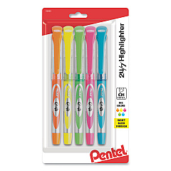 Pentel 24/7 Highlighters, Assorted Ink Colors, Chisel Tip, Assorted Barrel Colors, 5/Set (PENSL12BP5M)