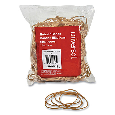 Universal Rubber Bands, Size 18, 0.04" Gauge, Beige, 4 oz Box, 400/Pack (UNV00418)