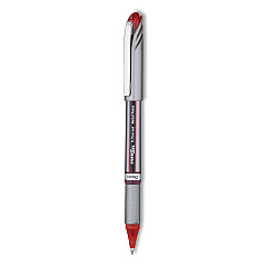 Pentel EnerGel NV Gel Pen, Stick, Medium 0.7 mm, Red Ink, Gray/Black/Red Barrel, Dozen (PENBL27B)