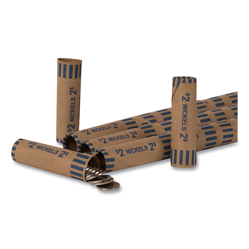 Pap-R Products Preformed Tubular Coin Wrappers, Nickels, $2, 1000 Wrappers/Box (CTX20005)