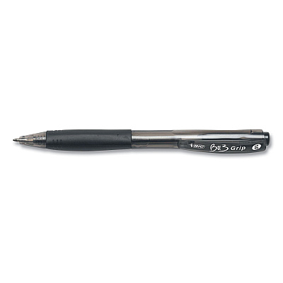 BIC BU3 Ballpoint Pen, Retractable, Medium 1 mm, Black Ink, Smoke/Black Barrel, 18/Pack (BICBU3P18BLK)