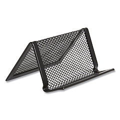 TRU RED One Compartment Business Card Holder, Holds 50 Cards, 3.07 x 0.15 x 4.4, Metal, Black (TUD24402489)