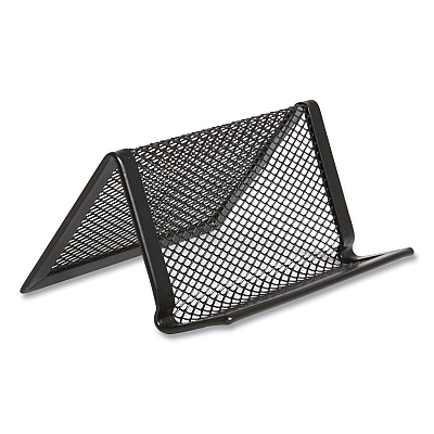 TRU RED One Compartment Business Card Holder, Holds 50 Cards, 3.07 x 0.15 x 4.4, Metal, Black (TUD24402489)