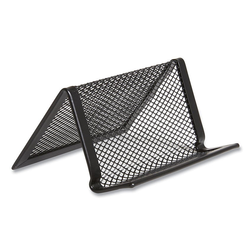 TRU RED One Compartment Business Card Holder, Holds 50 Cards, 3.07 x 0.15 x 4.4, Metal, Black (TUD24402489)