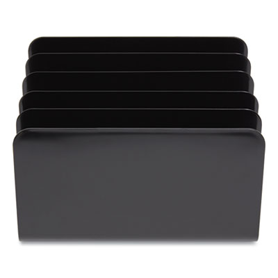 TRU RED Plastic Incline Mail Sorter, 5 Sections, #6 1/4 to #16 Envelopes, 6.26 x 9.49 x 6.5, Black (TUD24380800)