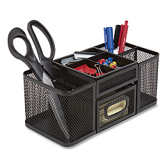 TRU RED Seven Compartment Wire Mesh Accessory Holder, 4.45 x 9.33 x 3.86, Black (TUD24402454)