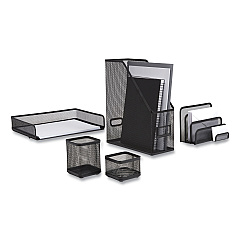 TRU RED Wire Mesh Organizer Set, 5 Pieces, Matte Black (TUD24402481)