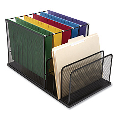 TRU RED Wire Mesh Combination Organizer, Incline Sorter/Hanging File, 4 Sections, Letter-Size, 11.81 x 20.28 x 11.81, Matte Black (TUD24402447)