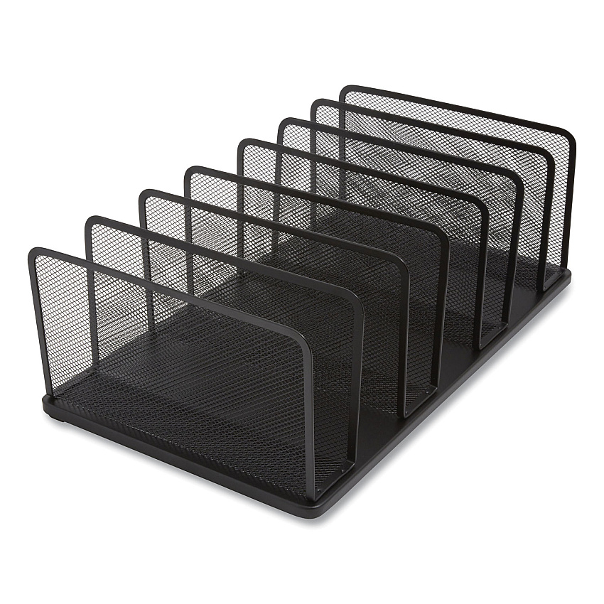 TRU RED Wire Mesh Vertical Document Sorter, 7 Sections, Letter-Size, 8.54 x 15.43 x 8.77, Matte Black (TUD24402456)