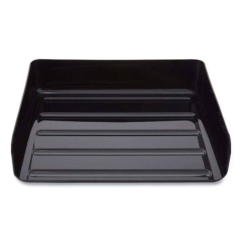 TRU RED Side-Load Stackable Plastic Document Tray, 1 Section, Letter-Size, 12.63 x 9.72 x 3.01, Black, 2/Pack (TUD24380803)
