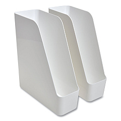 TRU RED Plastic Magazine File, 4.28 x 10.47 x 11.7, White, 2/Pack (TUD24380802)