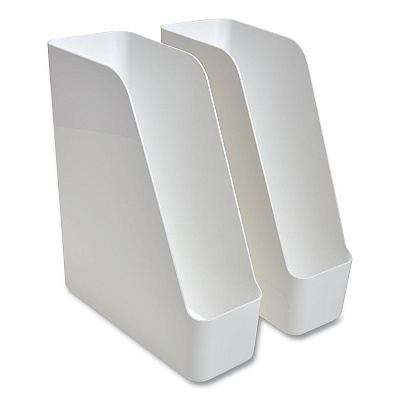 TRU RED Plastic Magazine File, 4.28 x 10.47 x 11.7, White, 2/Pack (TUD24380802)