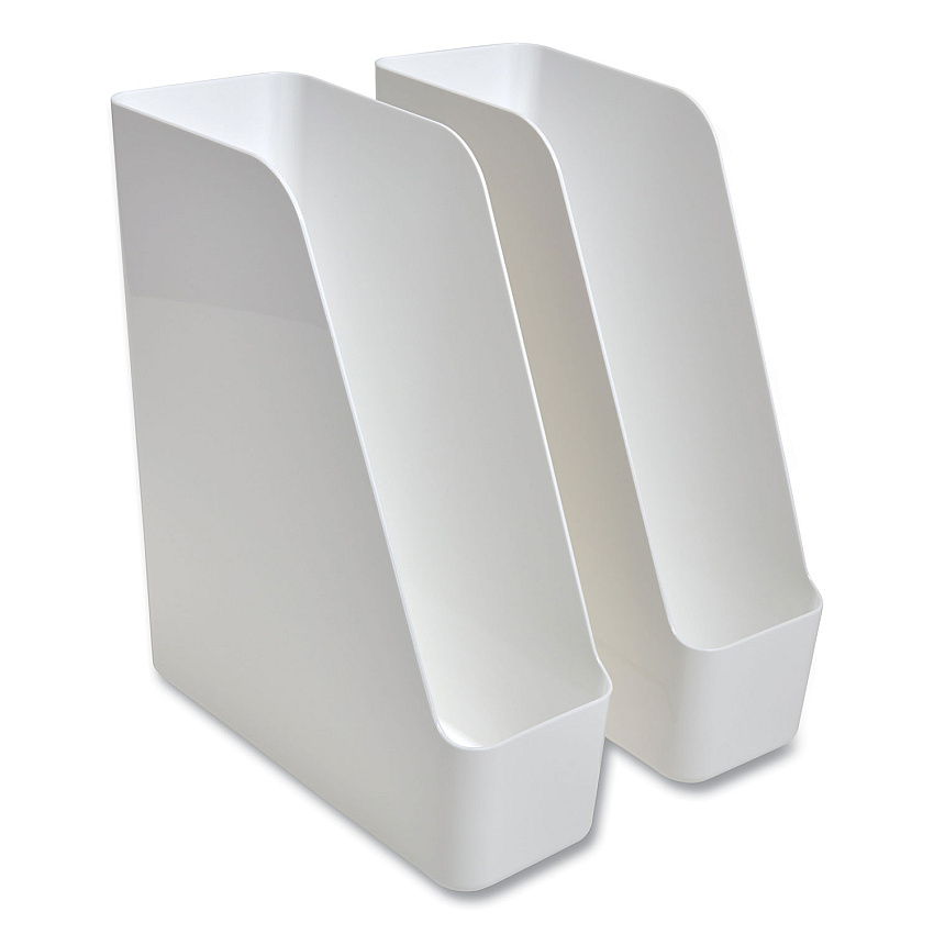 TRU RED Plastic Magazine File, 4.28 x 10.47 x 11.7, White, 2/Pack (TUD24380802)