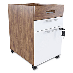 Union & Scale Essentials Mobile Pedestal File, Left Or Right, 2-Drawers: Box/file, Legal/letter, White/espresso, 15.5" X 21.2" X 24.2" (UOS24398968)