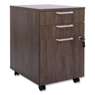 Union & Scale Essentials Mobile Pedestal File, Left or Right, 3-Drawers: Box/Box/File, Legal/Letter, Espresso, 15.6" x 21.3" x 24.3" (UOS24398957)